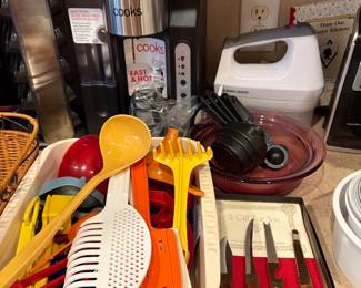 Tupperware Utensils and Giveaways, Cooks Coffee Maker, Mixer