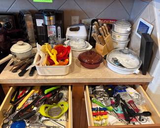 Tons of Utensils many are Vintage Tupperware, Corn Cob Holders, Wine Openers & More