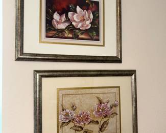 Floral prints framed 