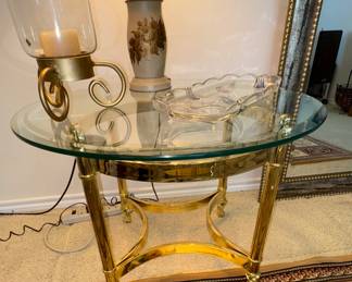 Brass and glass end table