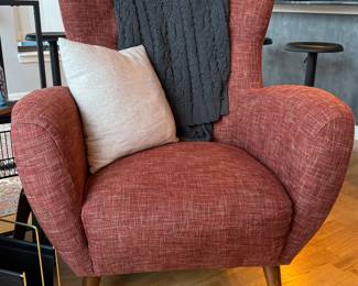 Mod Burnt Orange Armchairs. Height 41/Length - 29 inches.