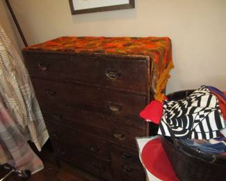Antique and mid century linens and textiles including drapery