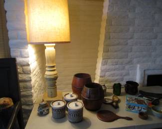 Mid Century Modern pottery and lamp
