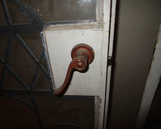 Close up of hardware on the Joshua Green doors