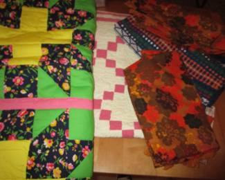 Tons of vintage and antique linens, plus Mid Century