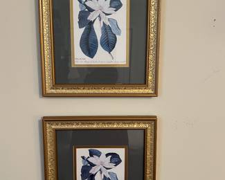Pair of gold framed pictures $45