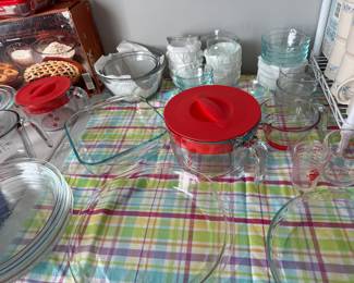 Pyrex new pie plates, bakeware, measuring cups