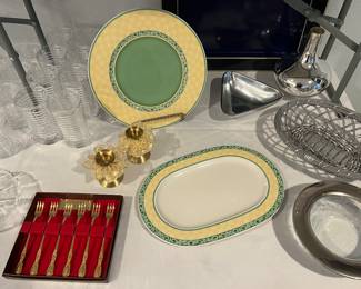Villeroy & Bock Platters, 24k Gold Plated Fork Set