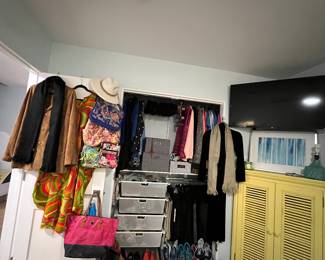 Womens Clothing, Some Clothes New w/ Tags, Shoes, Boots, Corner Unit, Purses,