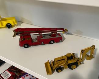 Vintage Diecast Simon Fire Engine, Backhoe