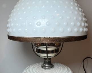 milk glass hobnail lamp