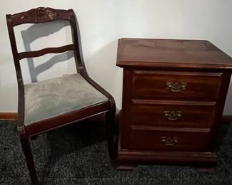 Mahogany rose back side chair and side table