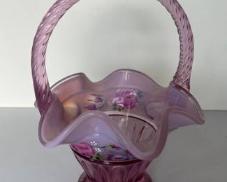 Fenton hand painted basket