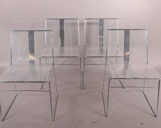 Jacques Charpentier lucite & chrome chairs - MCM