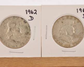 Franklin half dollar coins