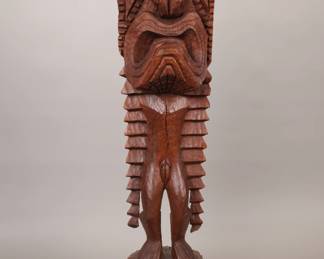 4 ft 8 in tall hand carved wooden Hawaiian Tiki totem statue (brought back from Hawaii in the 50s-60s)