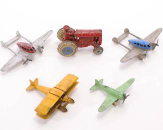 Arcade & Tootsie toy antique/ vintage toy planes & tractor