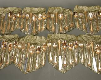 Vtg MCM Gold plated silverware set