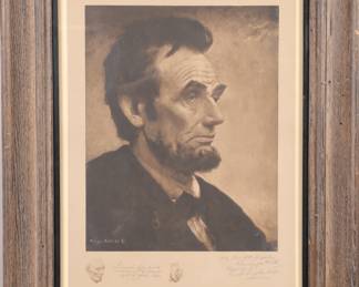 Abraham Lincoln print - signed by artist - with provenance