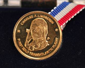 14 kt Solid Gold Charles Lindbergh 50th ann commemorative coin