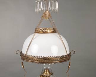 Antique Victorian hanging parlor lamp- kerosene