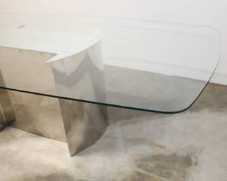 MCM Designer chrome & glass top dining table