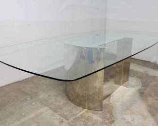 MCM Designer chrome & glass top dining table