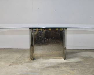 MCM Designer chrome & glass top dining table