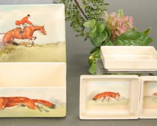 Royal Doulton Fox & Hound painted porcelain trinket boxes