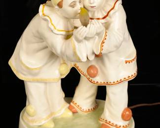 Goldscheider Pierrot Clown porcelain Art Deco lamp