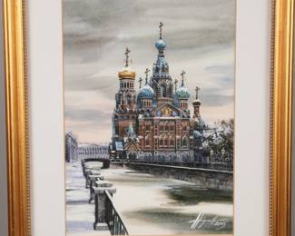 Original gouache Russian painting