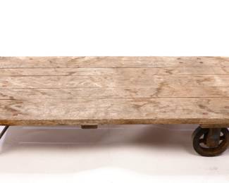 Antique Railroad wooden industrial cart #1