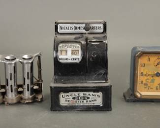 Vintage clock, money changer, bank