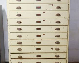 Art Deco oak print cabinet