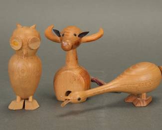 MCM Danish wooden animal sculptures