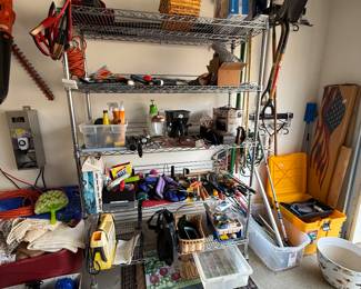 #67 Metal shelving on casters 77x48x18 $80