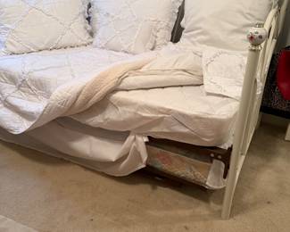 #23 Trundle bed with 2 twin mattresses and bedding $80.00