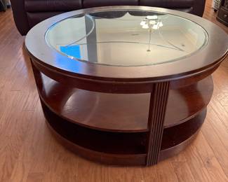 #3 Broyhill round glass top coffee table 40x20 $75.00