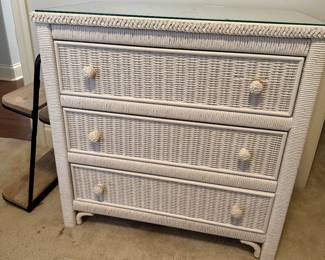 #25 Vintage Wicker chest with glass top 30x19x29 $60.00