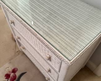 #25 Vintage Wicker chest with glass top 30x19x29 $60.00