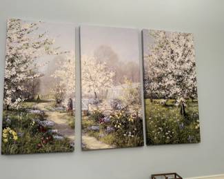 #16 Set of 3 framed art 40x20 each $60.00