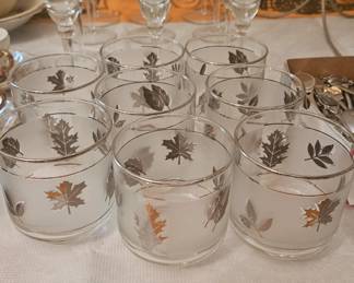 Libbey silver leaf frosted glasses - set of 8