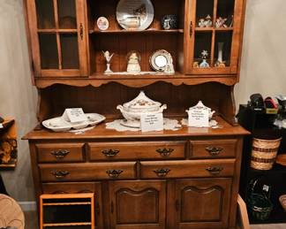 Vintage China cabinet matches dining chairs also for sale.