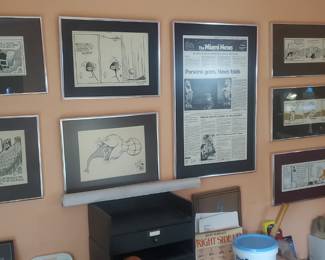 Mike Peters, Don Wright, Jim Davis (Garfield); signed