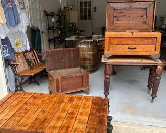 Lineberry Industrial Cart Coffee Table and Tool Box Coffee Table