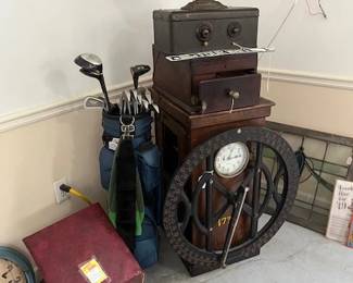 IBM Time Clock & Shoe Salesman Fold Up Stool