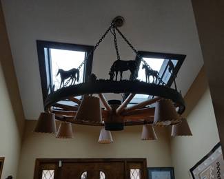 One of a kind CUSTOM MADE Western Chandelier made from an AUTHENTIC 48 inch Vintage Wagon Wheel!!!!