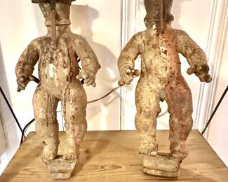 Pair of Sconces - Industrial Copper Doll Molds - Lighting Conversion 