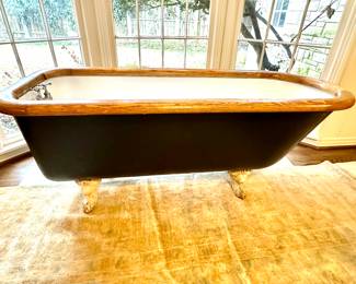Cast Iron Claw Foot Tub with Oak Trim