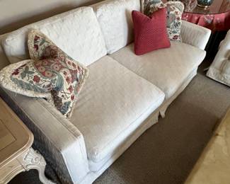 1 OF 2 MATCHING SMALL SOFAS - 64" LONG  $40.00 EACH WITH PICK UP DURING THE SALE